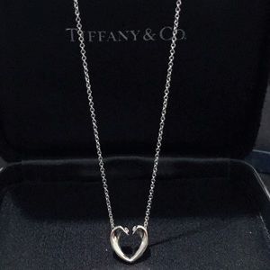 Tiffany white gold open heart with diamond